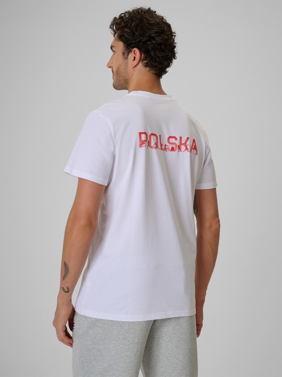 Męska koszulka kibica 4F 4FSSS26TTSHM4769 - biała