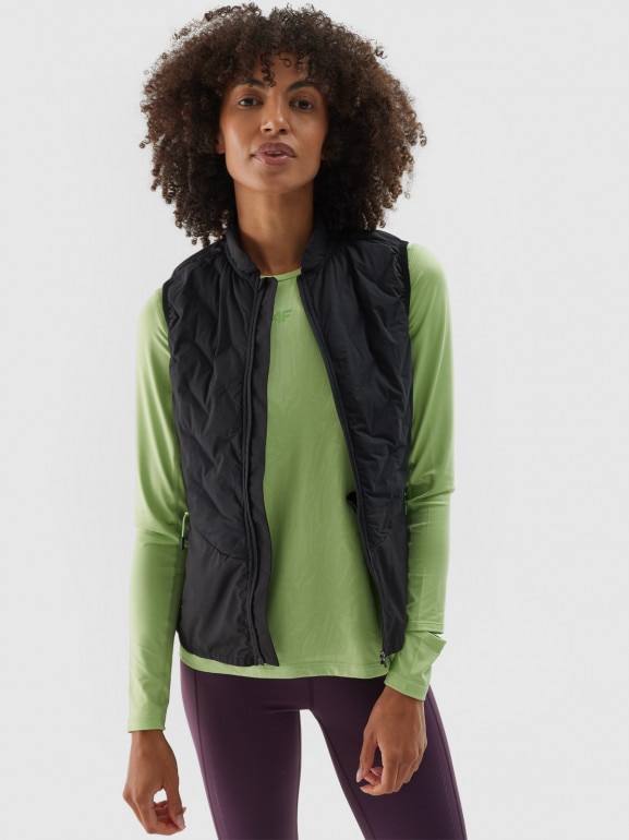 Bezrękawnik do biegania puchowy pikowany 4F 4FWAW24TVJAF136 - szary