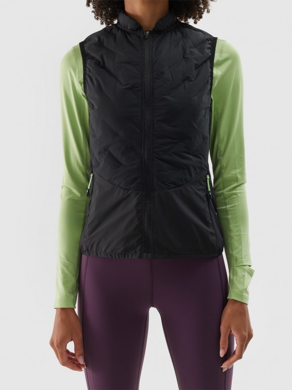 Bezrękawnik do biegania puchowy pikowany 4F 4FWAW24TVJAF136 - szary