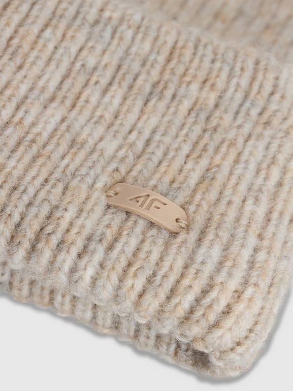 Zestaw zimowy komin i czapka uniseks 4F 4FWAW25ACAPF571 - beżowy