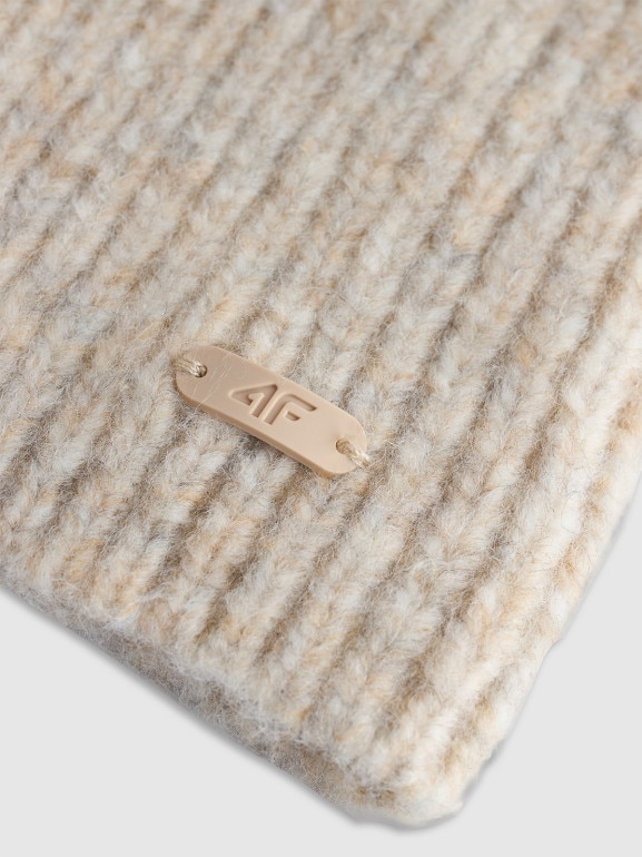 Zestaw zimowy komin i czapka uniseks 4F 4FWAW25ACAPF571 - beżowy