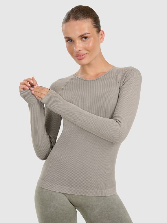 Damski longsleeve do jogi i pilatesu 4F 4FWAW25TFLOF429 - szary