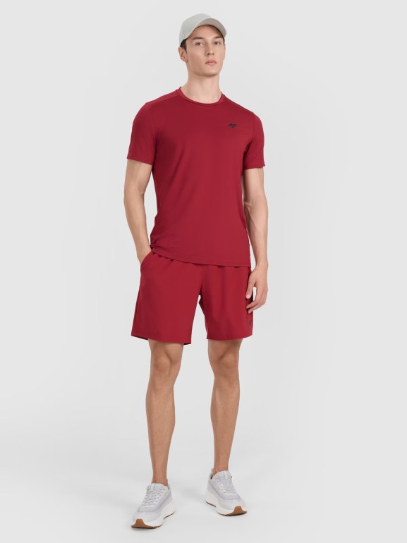 Męskie spodenki treningowe 4F 4FWAW25TFSHM1040 - czerwone