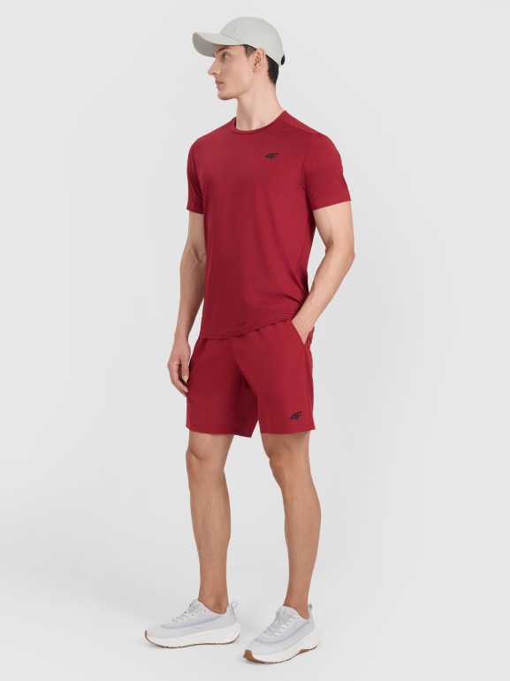 Męskie spodenki treningowe 4F 4FWAW25TFSHM1040 - czerwone