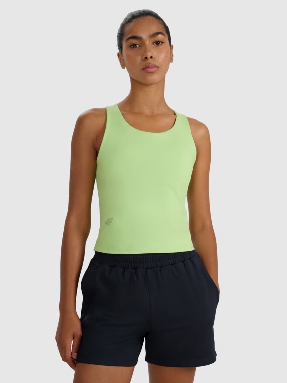 Damski top treningowy szybkoschnący 4F 4FWAW25TFSLF571 - zielony