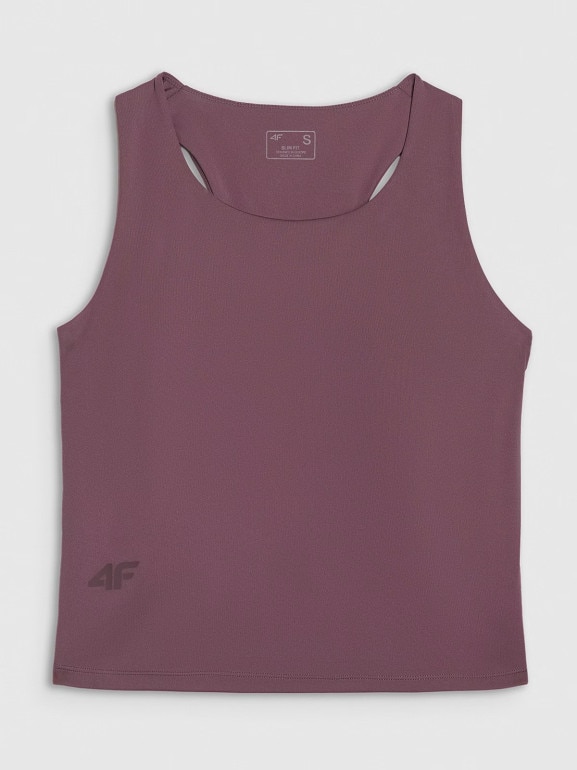Damski top treningowy szybkoschnący 4F 4FWAW25TFSLF571 - brązowy