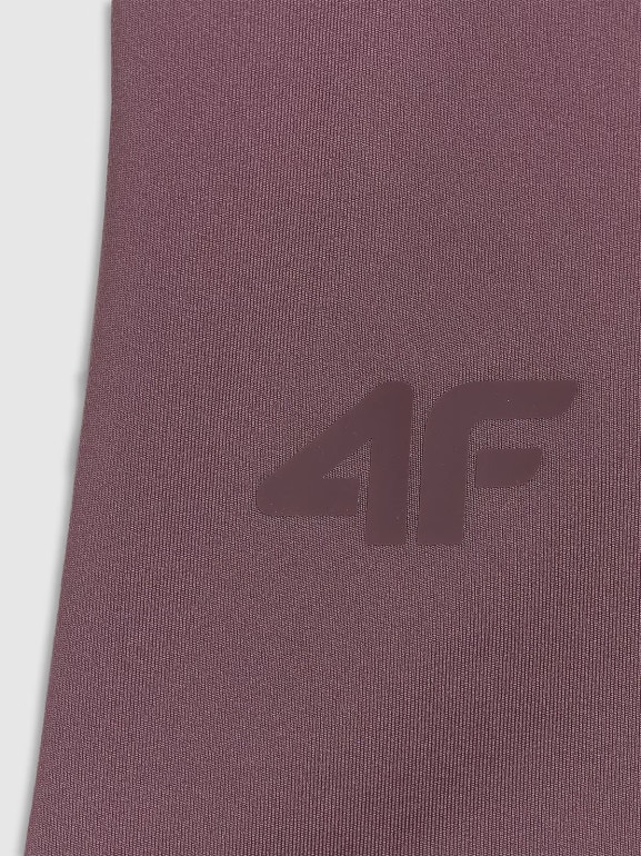 Damski top treningowy szybkoschnący 4F 4FWAW25TFSLF571 - brązowy