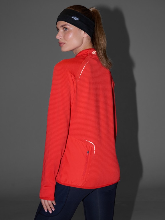 Damska bluza do biegania 4F 4FWAW25TFSWF577 - czerwona