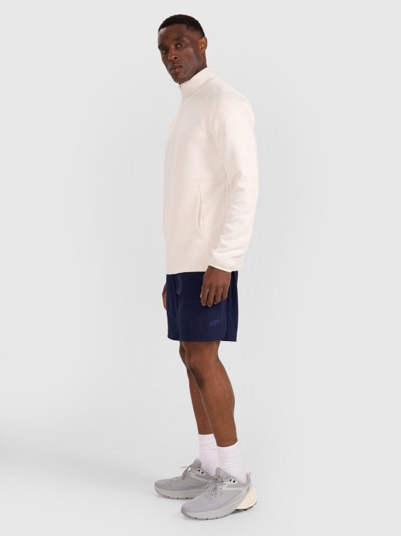 Męska bluza treningowa bez kaptura 4F 4FWAW25TFSWM561 - biała