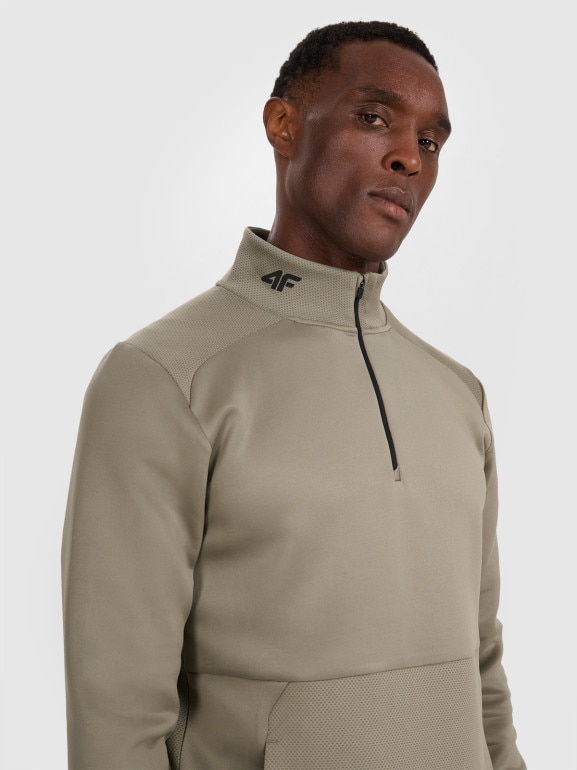 Męska bluza treningowa bez kaptura 4F 4FWAW25TFSWM561 - khaki