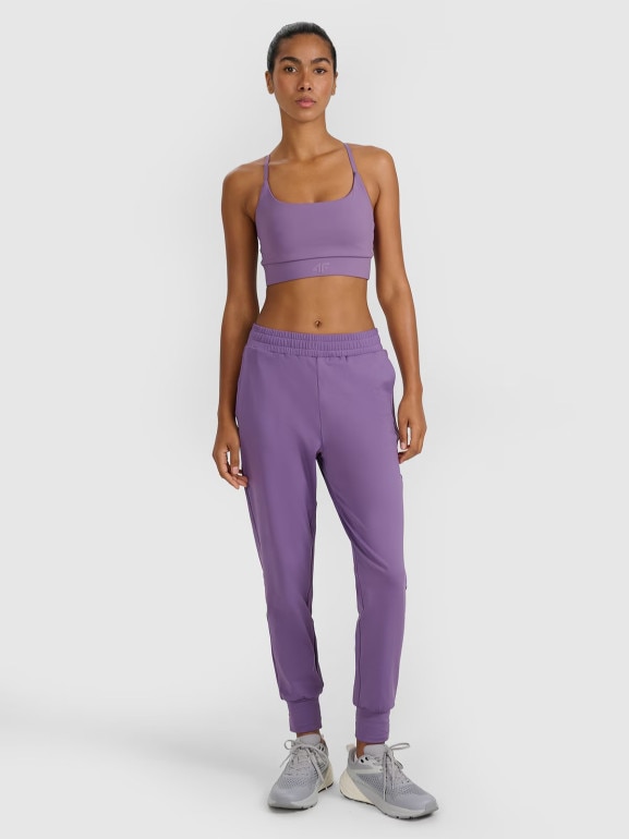 Damskie spodnie treningowe 4F 4FWAW25TFTRF0934 - fioletowe