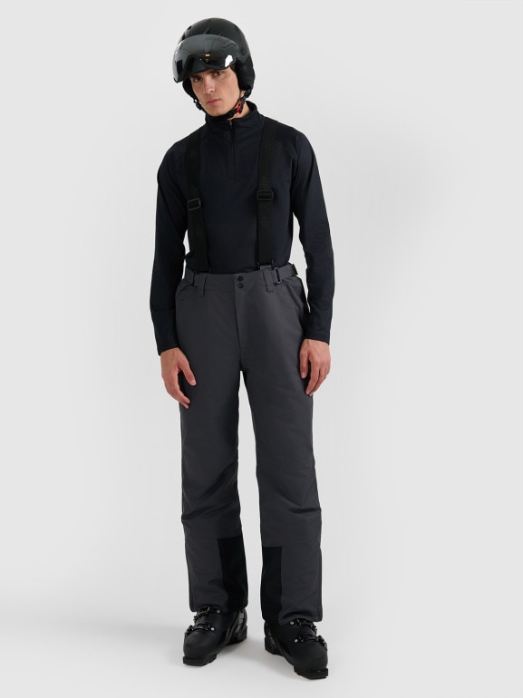 Męskie spodnie narciarskie z szelkami 4F 4FWAW25TFTRM1155 - szare