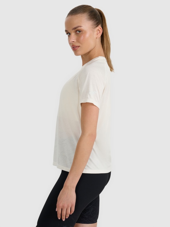 Damska koszulka do biegania 4F 4FWAW25TFTSF1502 - biała