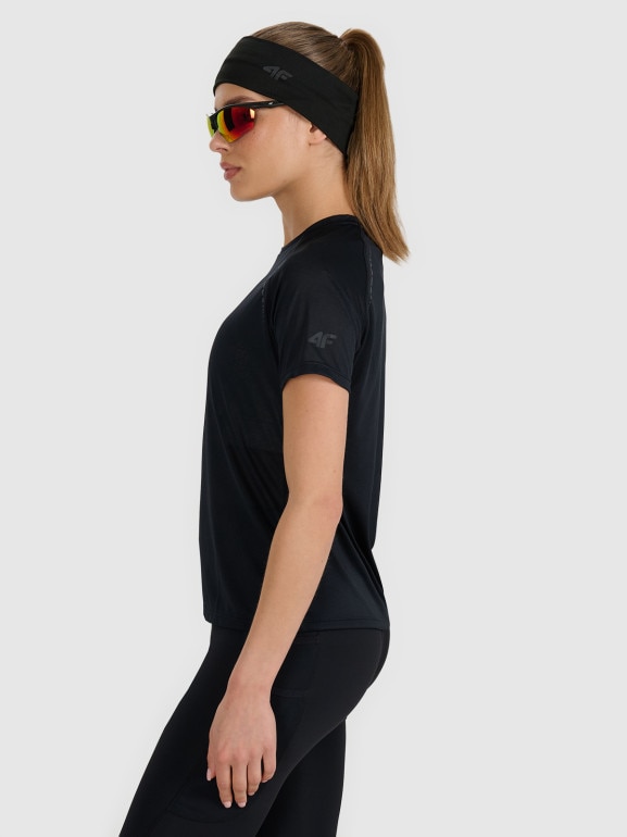 Damska koszulka do biegania 4F 4FWAW25TFTSF1502 - czarna