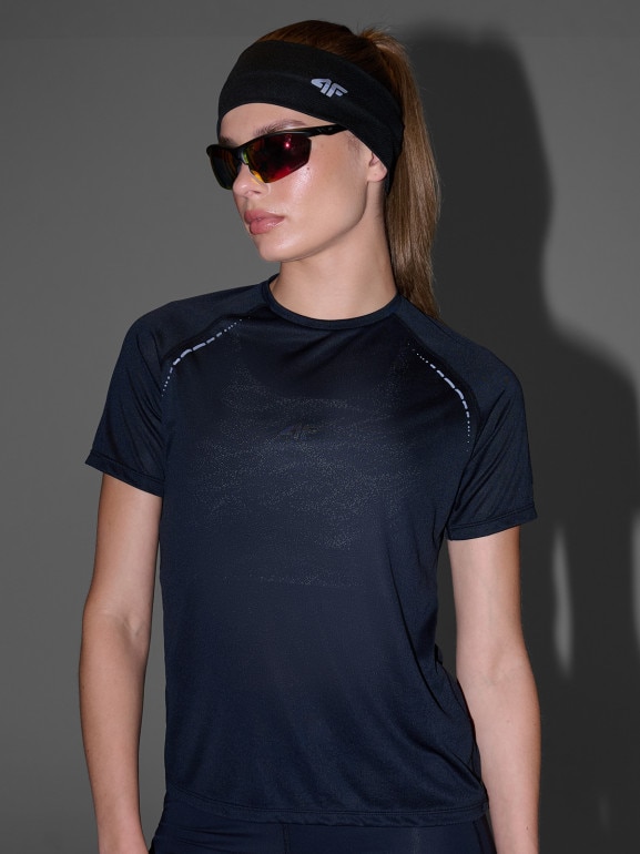 Damska koszulka do biegania 4F 4FWAW25TFTSF1502 - czarna