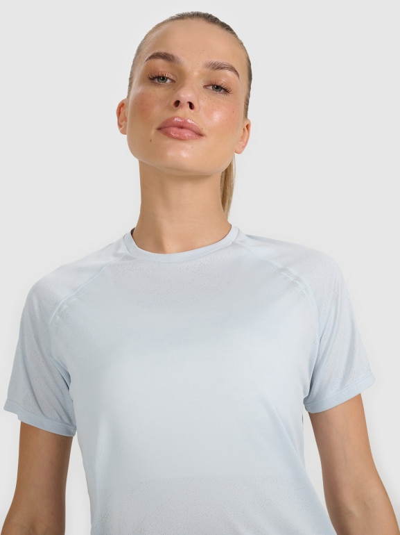 Damska koszulka do biegania 4F 4FWAW25TFTSF1502 - niebieska