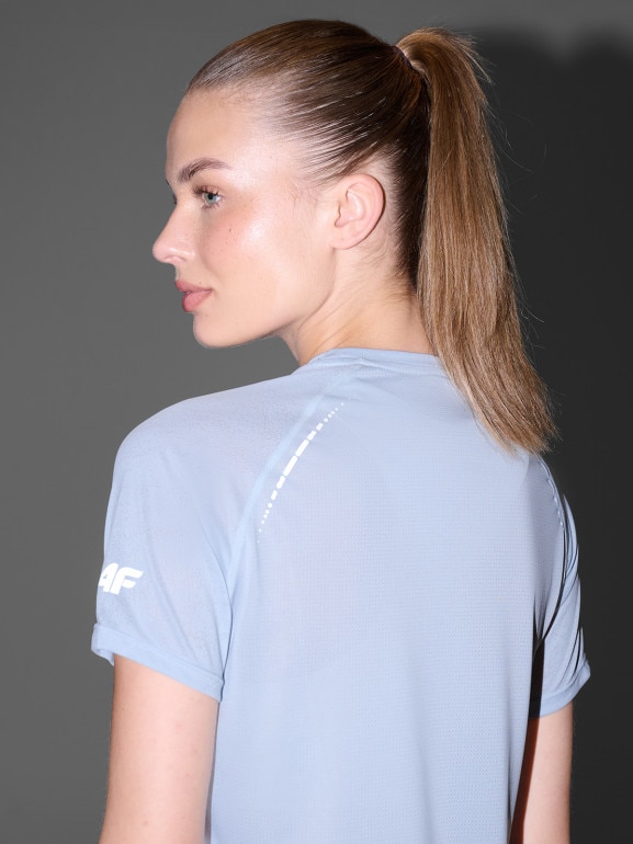 Damska koszulka do biegania 4F 4FWAW25TFTSF1502 - niebieska