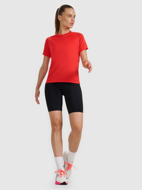 Damska koszulka do biegania 4F 4FWAW25TFTSF1502 - czerwona