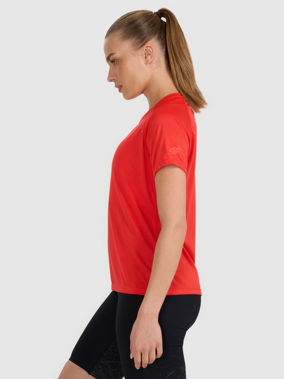 Damska koszulka do biegania 4F 4FWAW25TFTSF1502 - czerwona