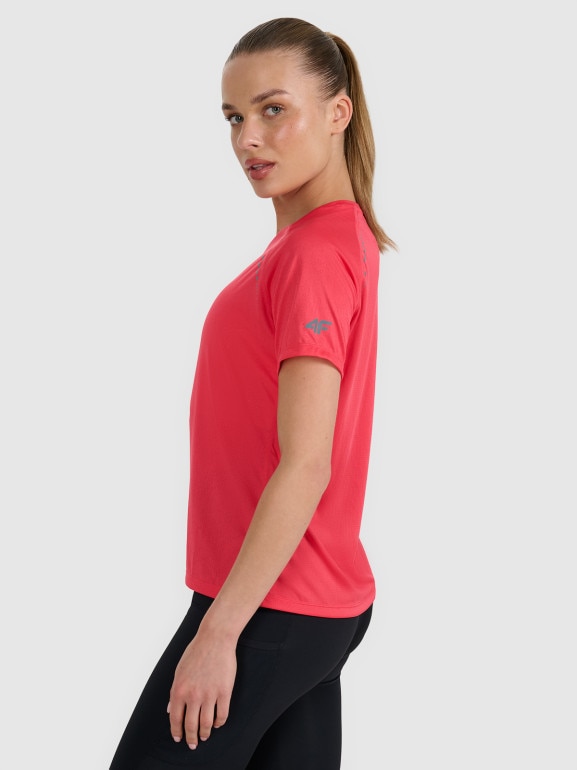 Damska koszulka do biegania 4F 4FWAW25TFTSF1502 - czerwona