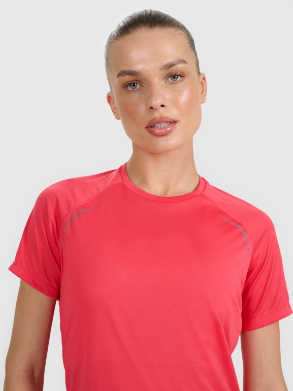 Damska koszulka do biegania 4F 4FWAW25TFTSF1502 - czerwona