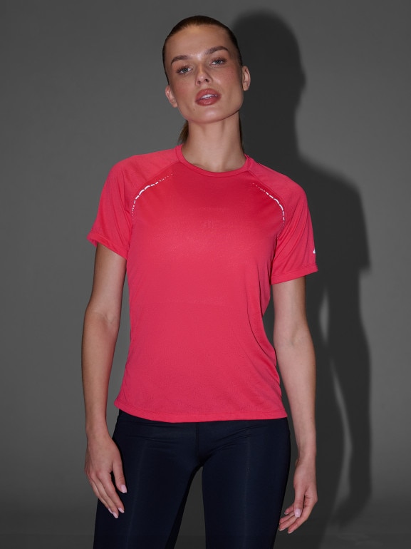 Damska koszulka do biegania 4F 4FWAW25TFTSF1502 - czerwona
