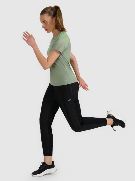 Damska koszulka do biegania 4F 4FWAW25TFTSF1510 - zielona