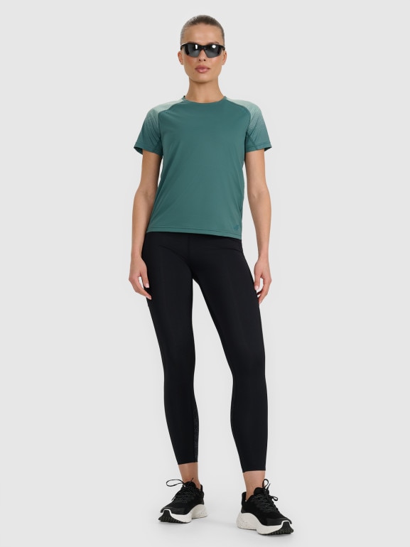 Damska koszulka do biegania 4F 4FWAW25TFTSF1510 - turkusowa
