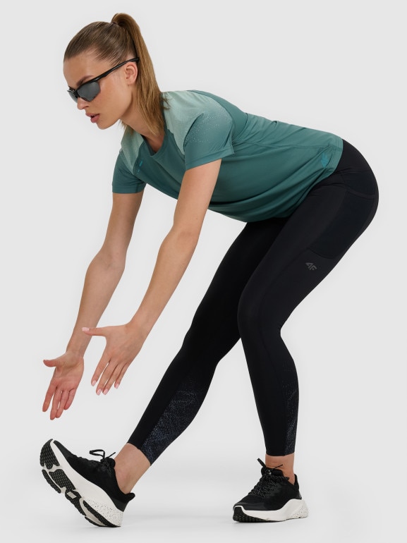 Damska koszulka do biegania 4F 4FWAW25TFTSF1510 - turkusowa