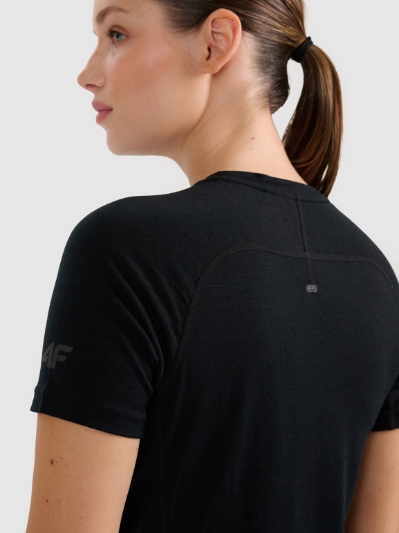 Damska koszulka trekkingowa 4F 4FWAW25TFTSF1527 - czarna