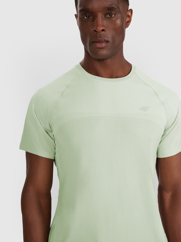 Męska koszulka treningowa 4F 4FWAW25TFTSM1457 - turkusowa