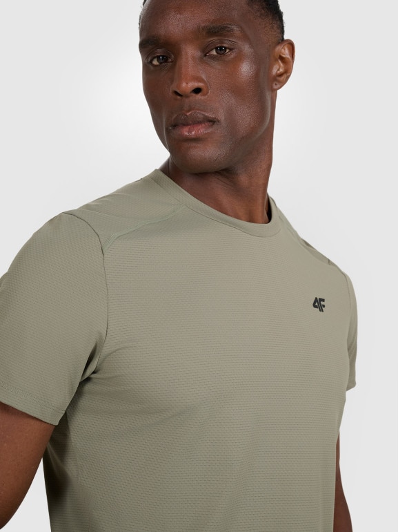 Męska koszulka treningowa 4F 4FWAW25TFTSM1458 - khaki