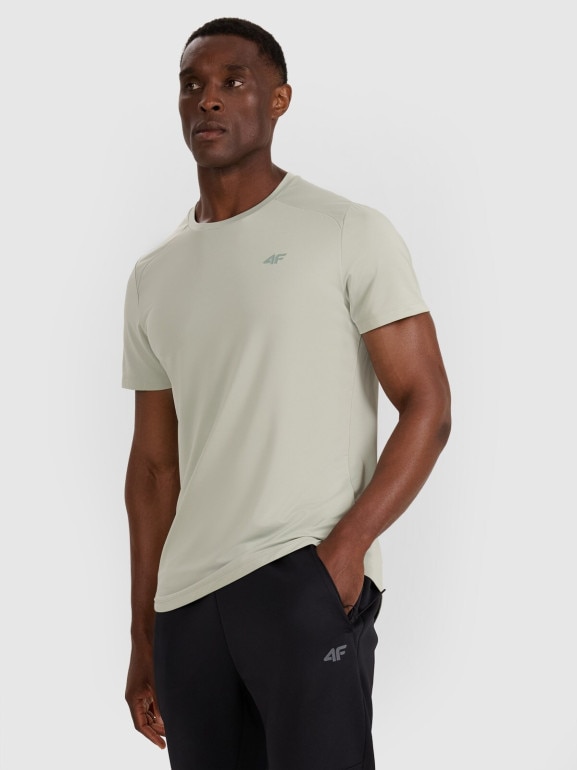 Męska koszulka treningowa 4F 4FWAW25TFTSM1459 - turkusowa