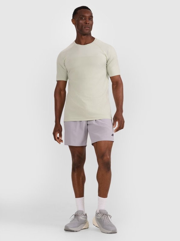 Męska koszulka treningowa 4F 4FWAW25TFTSM1845 - turkusowa