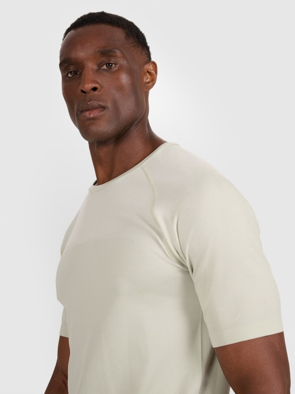 Męska koszulka treningowa 4F 4FWAW25TFTSM1845 - turkusowa