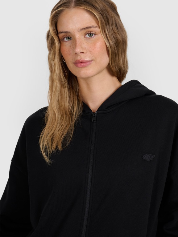 Damska bluza rozpinana z kapturem 4F 4FWAW25TSWSF1886 - czarna