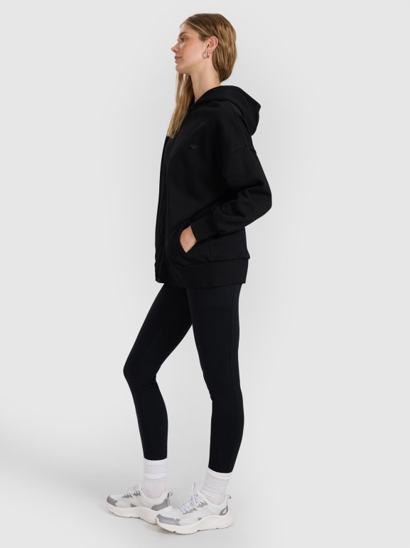 Damska bluza rozpinana z kapturem 4F 4FWAW25TSWSF1886 - czarna