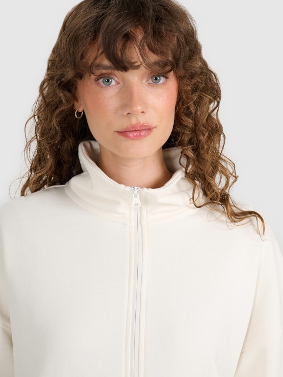 Damska bluza nierozpinana bez kaptura 4F 4FWAW25TSWSF1889 - beżowa