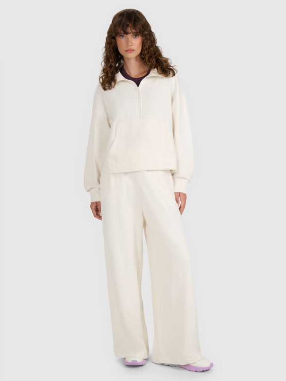 Damska bluza nierozpinana bez kaptura 4F 4FWAW25TSWSF1889 - beżowa