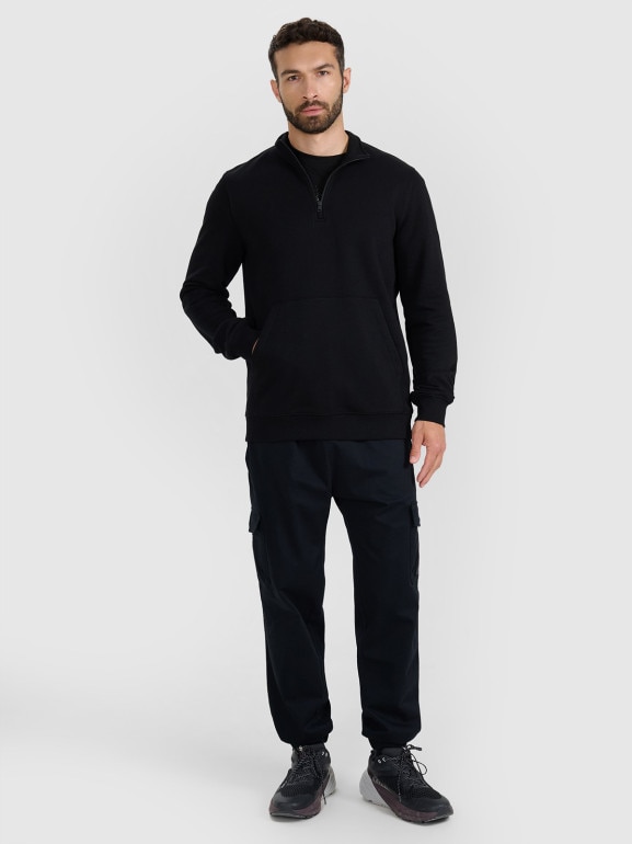 Męska bluza nierozpinana bez kaptura 4F 4FWAW25TSWSM1902 - czarna