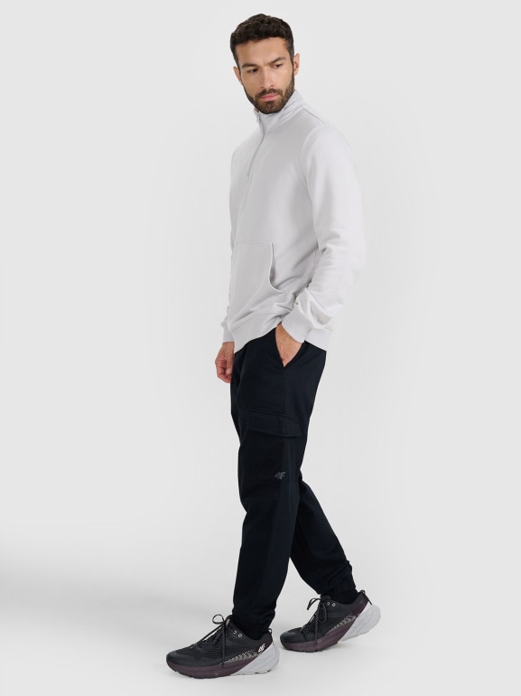 Męska bluza nierozpinana bez kaptura 4F 4FWAW25TSWSM1902 - szara