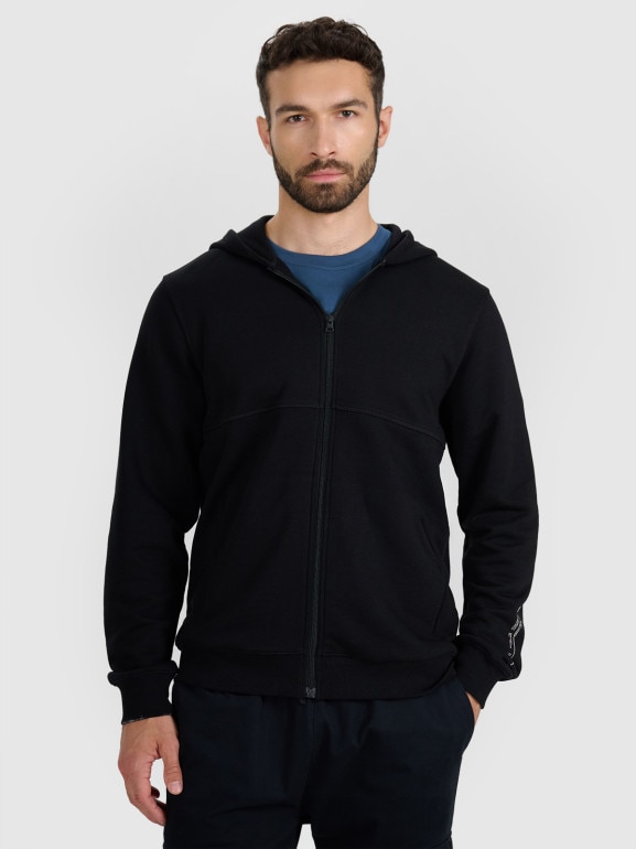 Męska bluza rozpinana z kapturem 4F 4FWAW25TSWSM1903 - czarna