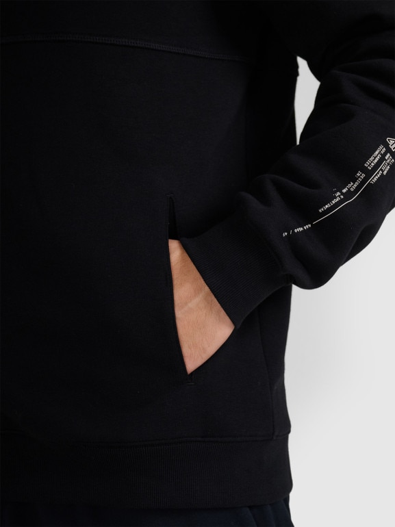 Męska bluza rozpinana z kapturem 4F 4FWAW25TSWSM1903 - czarna