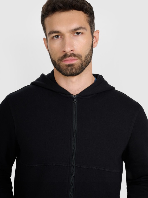 Męska bluza rozpinana z kapturem 4F 4FWAW25TSWSM1903 - czarna