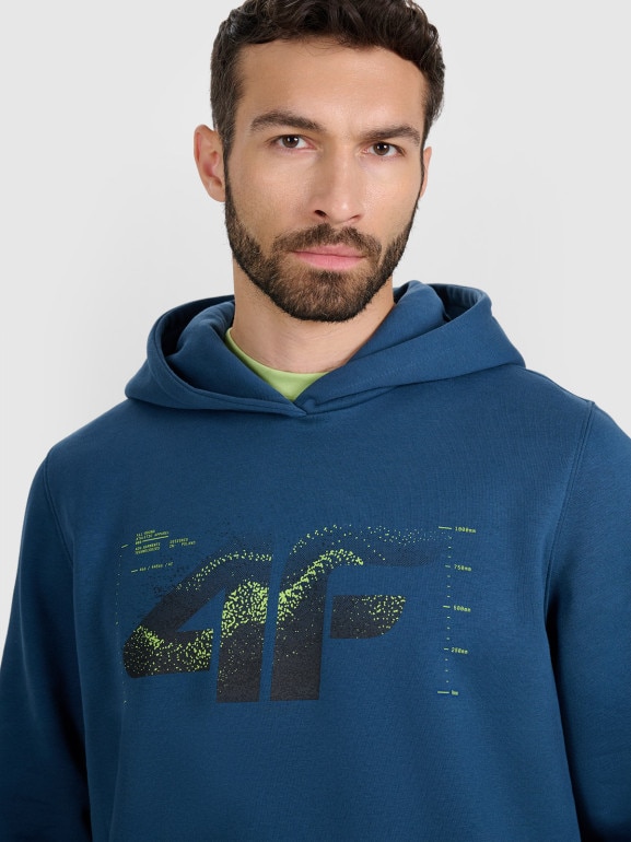 Męska bluza nierozpinana z kapturem 4F 4FWAW25TSWSM1904 - granatowa