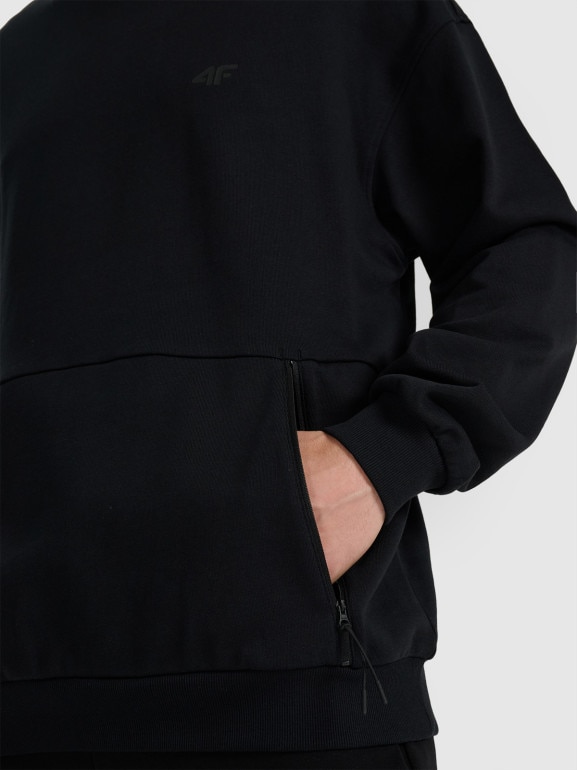 Męska bluza nierozpinana bez kaptura 4F 4FWAW25TSWSM1924 - czarna