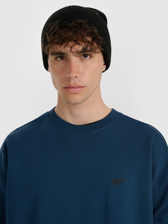 Męska bluza nierozpinana bez kaptura 4F 4FWAW25TSWSM1924 - granatowa