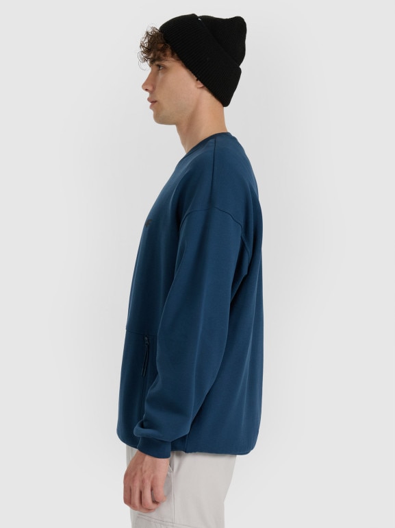 Męska bluza nierozpinana bez kaptura 4F 4FWAW25TSWSM1924 - granatowa