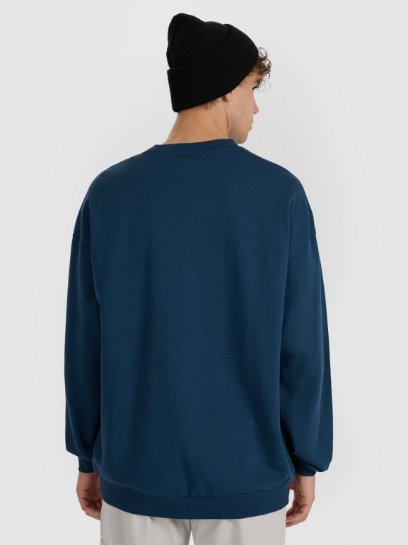 Męska bluza nierozpinana bez kaptura 4F 4FWAW25TSWSM1924 - granatowa