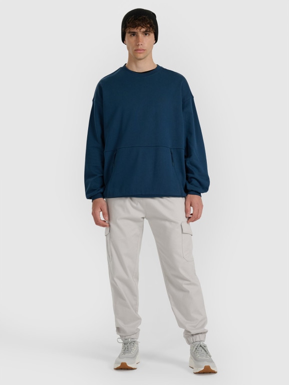 Męska bluza nierozpinana bez kaptura 4F 4FWAW25TSWSM1924 - granatowa